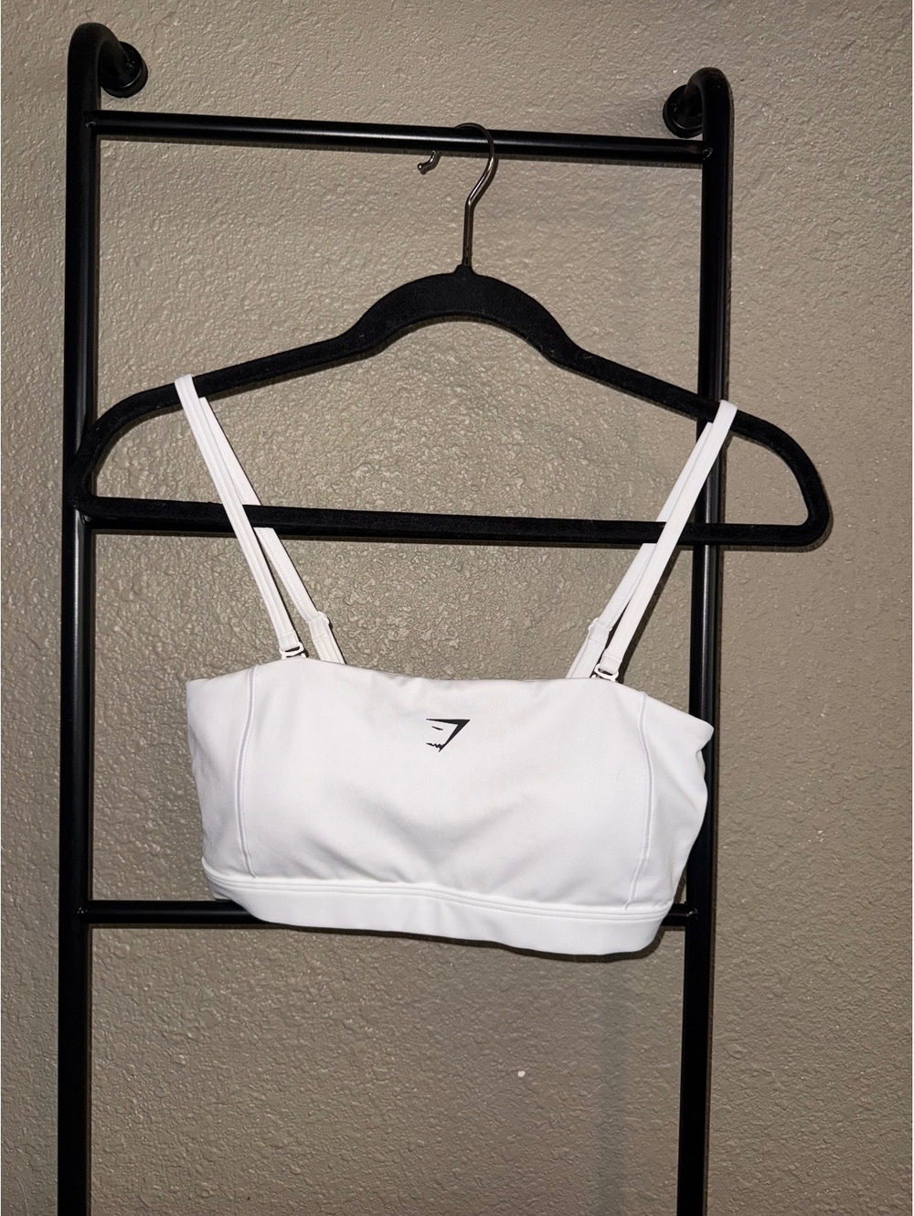 Gymshark White Adjustable Strap Sports Bra, Size Small